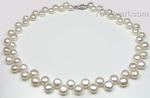 Cultured white button pearl necklace on sale, 6.5-7mm