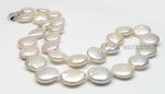 White coin freshwater pearl necklace wholesale, 12-13mm