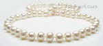 White potato shape cultured freshwater pearl necklace wholesale, 7-8mm