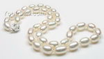 White rice freshwater pearl necklace wholesale, 7-8mm