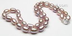 Lavender rice freshwater pearl necklace wholesale, 7-8mm