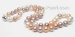 Multicolor potato freshwater pearl necklace wholesale, 8mm