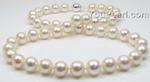 AA white round cultured freshwater pearl necklace wholesale, 8.5-9.5mm