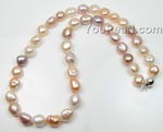 Multicolor plump baroque pearl necklace wholesale, 9-11mm AA+