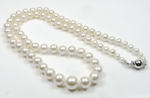 AA+ whie round gradual sizing freshwater pearl necklace, 3-9mm