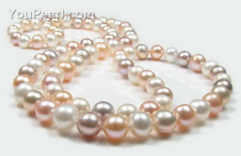 Natural Pearl Necklace Jewelry Rice Pearl Necklace Multi Pearl String 925