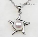 925 silver white freshwater pearl pendant wholesale, 7-8mm