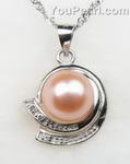 Sterling silver pink freshwater pearl pendant discount sale, 10-11mm