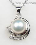 White fresh water pearl pendant bulk wholesale, 925 silver, 10-11mm