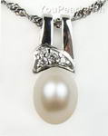 Cultured white pearl sterling pendant wholesale online, 7-8mm