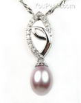 Sterling eye pendant of lavender cultured pearl wholesale, 7-8mm