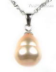 925 silver pink baroque ringed freshwater pearl pendant, 10-11mm