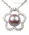 Lavender freshwater pearl 925 silver pendant for sale, 10-11mm