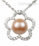 Pink freshwater pearl pendant for sale, 925 sterling silver, 10-11mm