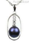 Fresh water black pearl sterling silver pendant for sale, 9-10mm