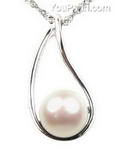 Freshwater white pearl silver pendant on discounted sale, 9-10mm