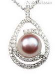 Lavender freshwater sterling silver pearl pendant wholesale, 10-11mm
