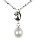 Sterling silver cultured freshwater pearl pendant on sale, 7-8mm