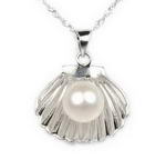 Freshwater pearl on oyster pendant wholesale, 925 silver, 7-8mm