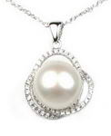 Sterling silver white freshwater pearl pendant on sale, 11-12mm