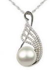 Sterling silver freshwater pearl pendant discounted sale, 9-10mm