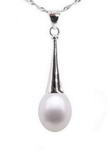 Teardrop freshwater pearl sterling silver pendant direct online sale, 7-8mm