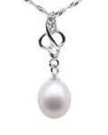 Sterling silver freshwater pearl pendant wholesale, 7-8mm