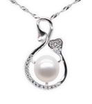 925 sterling silver white freshwater pearl pendant on sale, 9-10mm