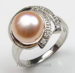 10-11mm pink/peach fresh water pearl ring on sale, 925 silver, US size 8