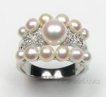 6-7mm sterling silver freshwater white pearl ring wholesale, US size 6.5