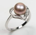 7-8mm fresh water heart 925 silver lavender pearl ring, US size 6