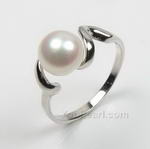 7-8mm white freshwater pearl ring on sale, 925 sterling silver, US size 7.5