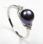 5-6mm sterling black pearl dress ring discounted sale, US size 9.5