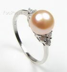 5-6mm silver pink freshwater pearl dress ring whole sale, US size 9.5