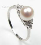 6.5-7mm white cultured pearl dress ring on sale, 925 silver, open ring size