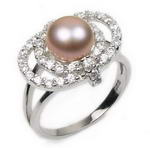 7-8mm silver lavender fresh water pearl ring buy direct, US size 6