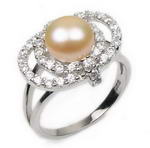 7-8mm sterling silver pink freshwater pearl ring on sale, US size 6