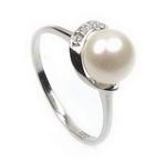 7-8mm sterling silver white freshwater pearl ring on sale, US size 5.5
