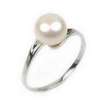 7-8mm white freshwater pearl ring for sale, sterling silver, US size 8