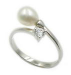 Sterling silver freshwater 6-7mm teardrop pearl ring sale, open ring