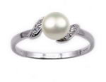 7-8mm white freshwater pearl ring bulk sale, sterling silver, US size 5.5