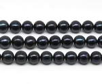 10-11mm off round freshwater black pearl strands wholesale