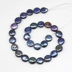 13-14mm peacock black coin freshwater pearl strand on sale, A+