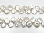 12-14mm top-drilled white coin pearl wholesale online