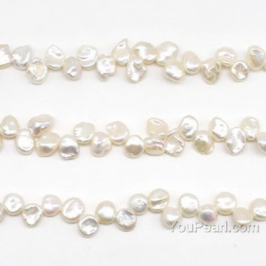 thumbnail image 2 of 14-16mm Natural Baroque Keshi Pearl Stud Earrings – 14k Gold, White Reborn Pearl 2 of 6