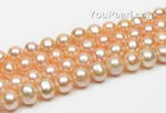 8-9mm pink potato shape cultured freshwater pearl strands wholesale