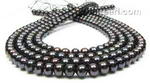 7-8mm black button shape cultured freshwater pearl strands wholesale
