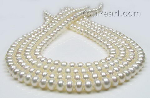 4-4.5mm Button Natural White Freshwater Pearl Beads 