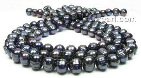 black large hole pearl, baroque freshwater pearl strand - pearl jewelry ...
