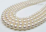 7.5-8.5mm white round cultured freshwater pearl strands wholesale, AA+